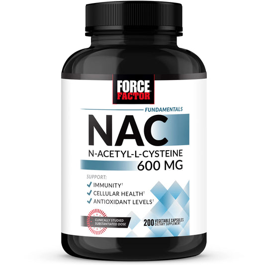 FORCE FACTOR NAC Supplement N-Acetyl Cysteine 600 mg, Immune Support Supplement, 200 Vegetable Capsules-Vigor X